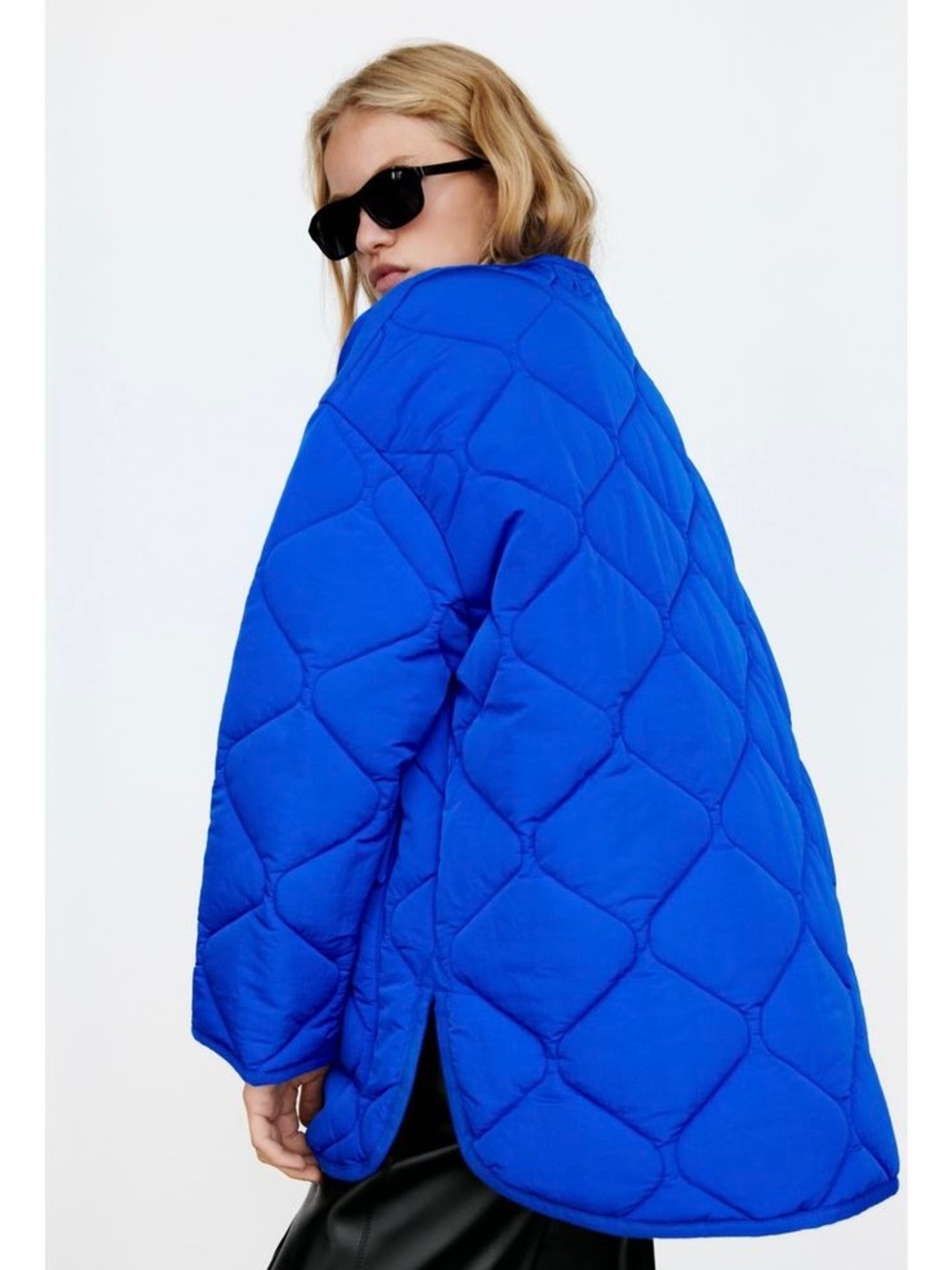 Zara Quilted Oversized Jacket - Cobalt Blue